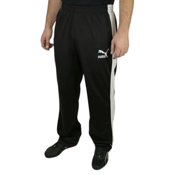 Puma Men's T7 Track Pants Black/White medium - Picture 1 of 3
